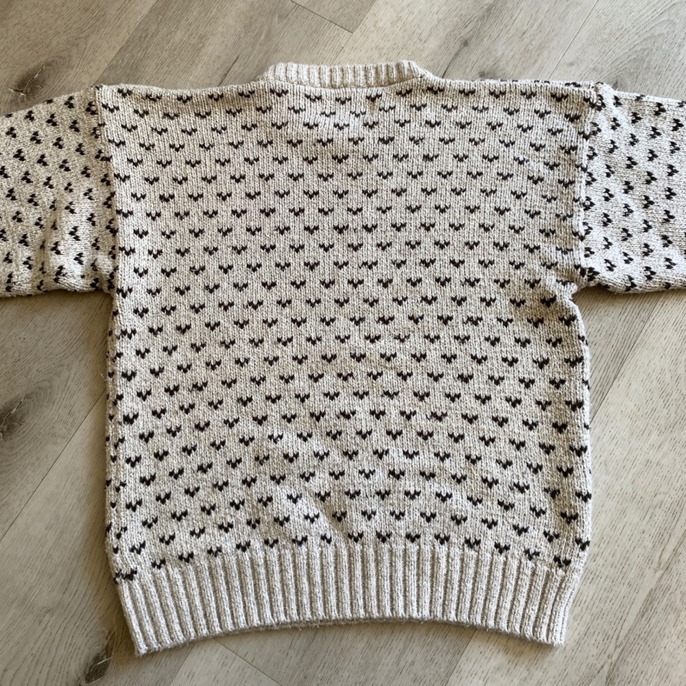 Vintage‎ Eddie Bauer Mens Cotton Birds Eye Knit Crewneck Sweater Cream Brown M - Picture 9 of 9